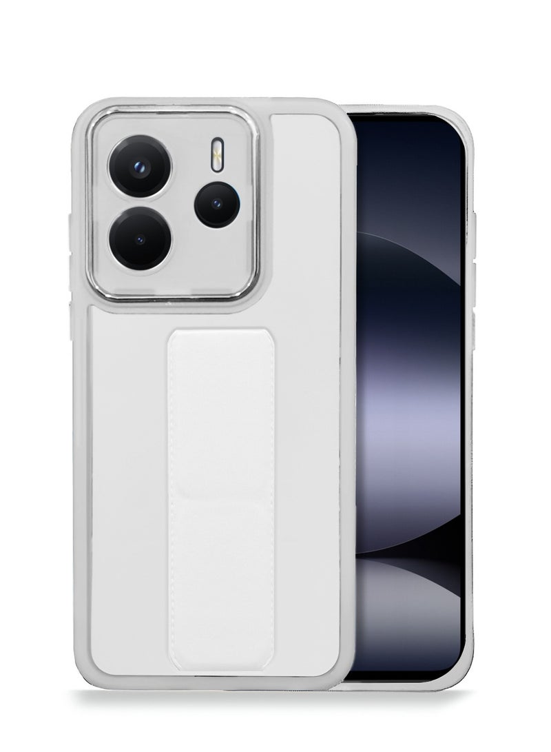 Wtech Xiaomi Redmi Note 14 5G 2025 Luxury Shockproof Matte Translucent Grip Magnetic Holder Armor Phone Case Cover - White - Image 1