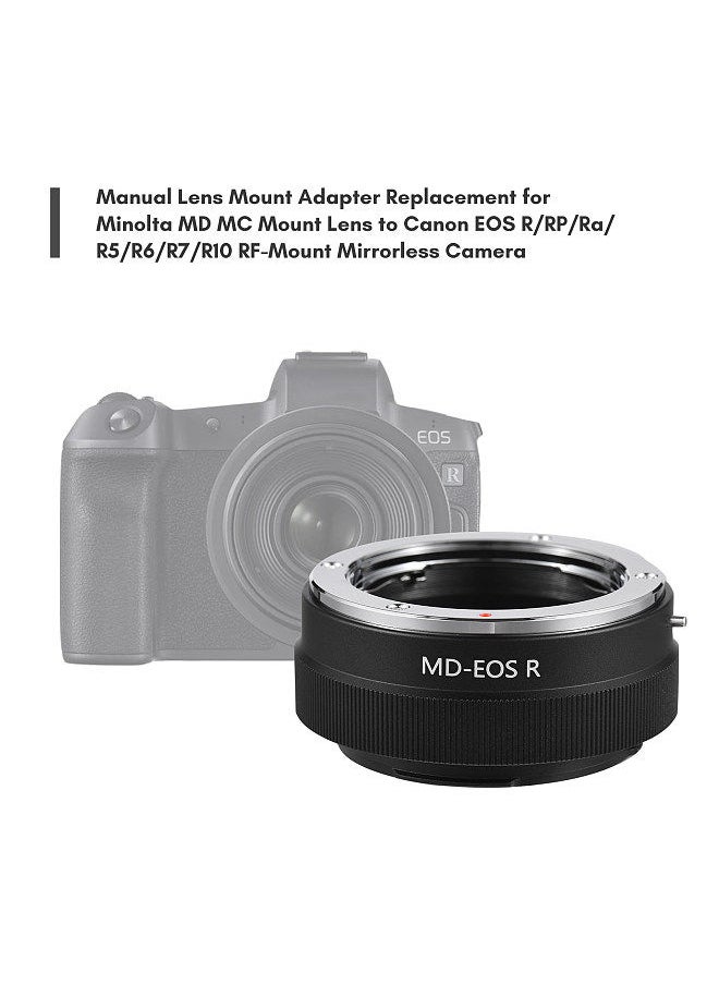 Generic - Manual Lens Mount Adapter Ring Aluminum Alloy for Minolta MD MC Mount Lens to Canon EOS R/RP/Ra/R5/R6/R7/R10 RF-Mount Mirrorless Camera - Image 1
