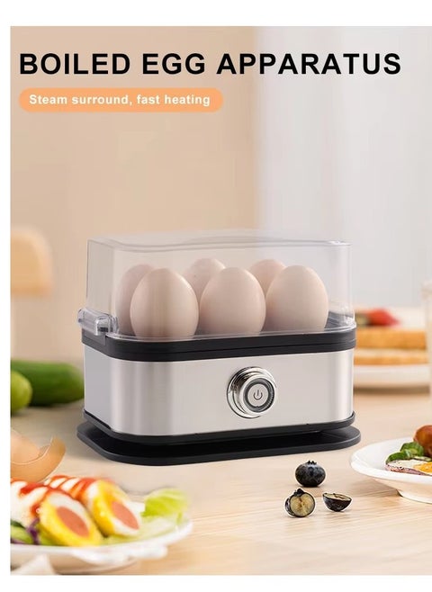 200 watt egg boiler - can hold 6 eggs, manually powered off, equipped with tray, measuring cup, and lid