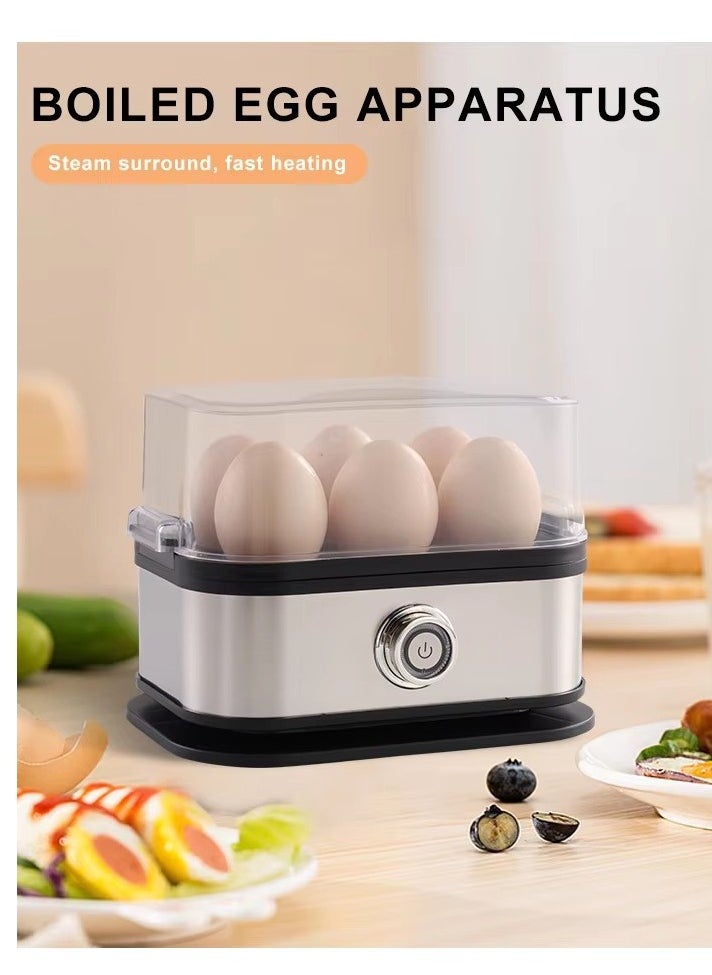 200 watt egg boiler - can hold 6 eggs, manually powered off, equipped with tray, measuring cup, and lid