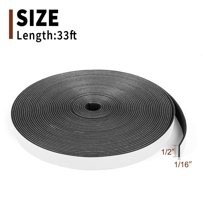 Yotache High Density Foam Tape Neoprene Weather Stripping 1/2" x1/16 for Door Insulation, Soundproofing, Rattle, Total 33 Feet Long - Image 4