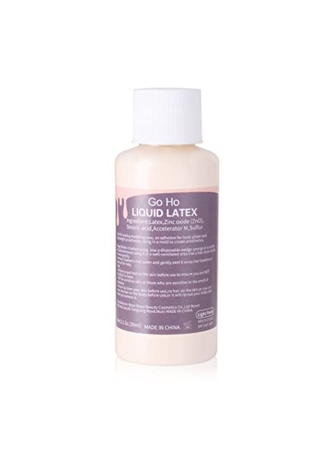 Go Ho Liquid Latex SFX Makeup1 ozHalloween Monster Zombie MakeupQuick Drying MultiPurpose Liquid Face Paint for Scar Wound Peeling Skin Wrinkles Stipples Burns BlistersLight Flesh - Image 1
