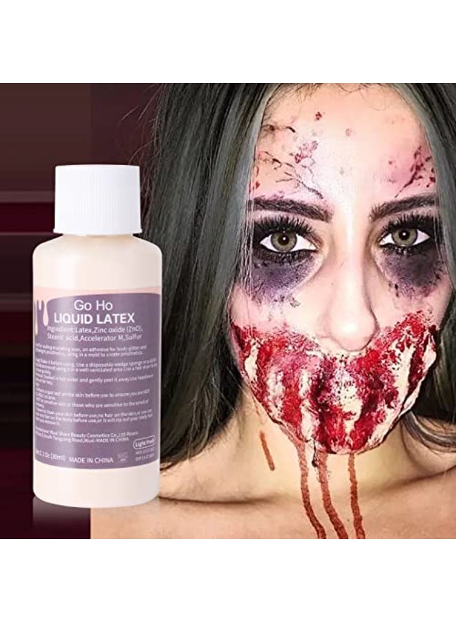 Go Ho Liquid Latex SFX Makeup1 ozHalloween Monster Zombie MakeupQuick Drying MultiPurpose Liquid Face Paint for Scar Wound Peeling Skin Wrinkles Stipples Burns BlistersLight Flesh - Image 3