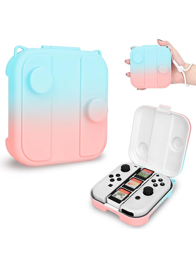 NALACAL حافظة تخزين لجهاز Switch/Switch Oled Joycon حافظة متينة مقاومة للماء والغبار مع 3 فتحات لبطاقات الألعاب وحبل واحد واقٍ صلب محمول للسفر - Image 1
