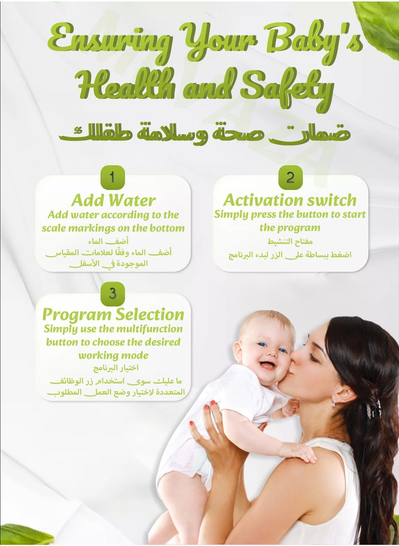 سي أم بير - سخان زجاجات ElectBaby عالي السعة مع شاشة LCD، سخان حليب سريع متعدد الوظائف مع عرض الوقت، يناسب 4-6 زجاجات، تحكم دقيق في درجة الحرارة، زر لمس ومعقم بخاري كبير السعة - Image 1
