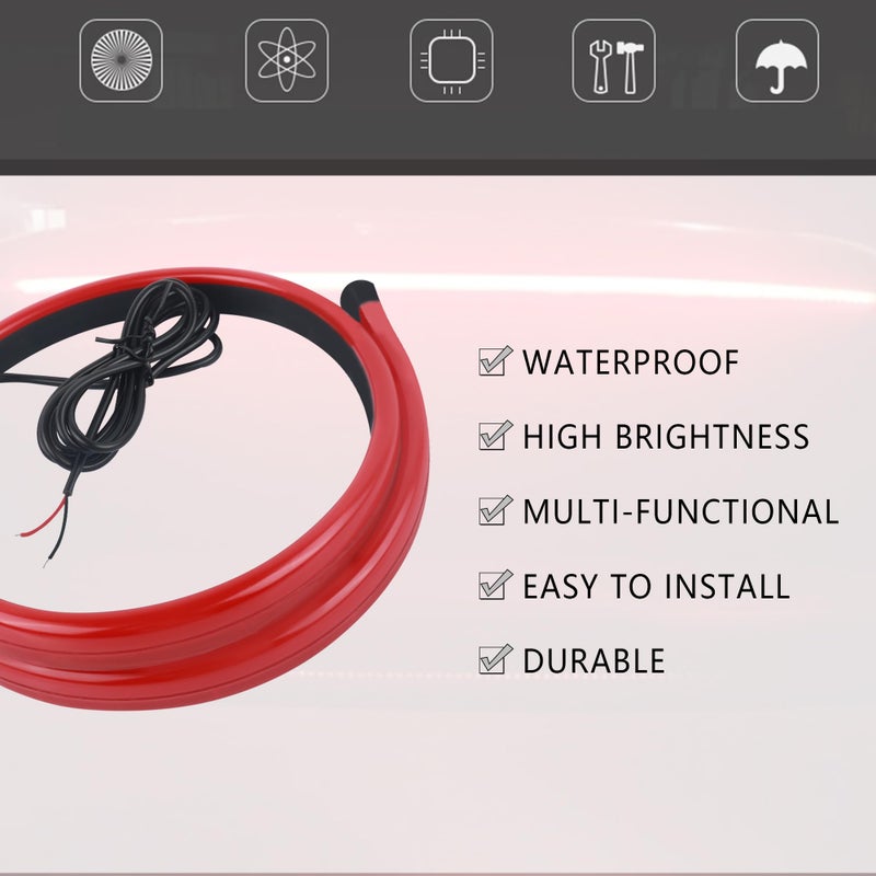 Aokdom 35inch Car Brake Light Strip,12V High Mount Third Brake Light Led Strip Lights,Waterproof Tailgate Light Bar Red Led Lights with High Brightness Light Beads for Car Truck SUV - Image 4
