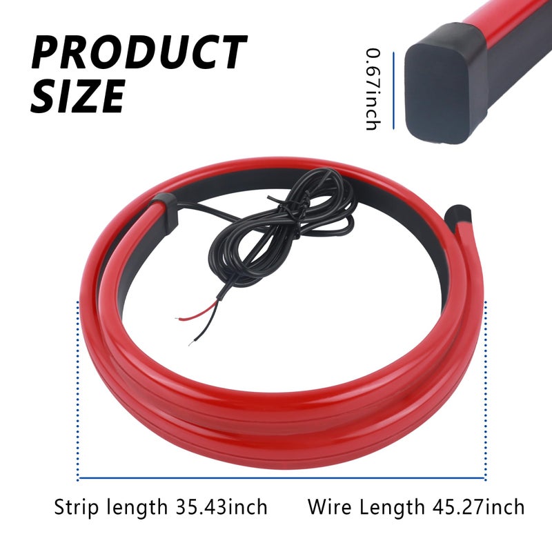 Aokdom 35inch Car Brake Light Strip,12V High Mount Third Brake Light Led Strip Lights,Waterproof Tailgate Light Bar Red Led Lights with High Brightness Light Beads for Car Truck SUV - Image 2