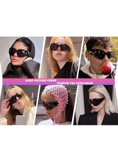 FEISEDY Trendy Y2K Sunglasses Women Men Oversized Shield Sunglasses Fashion Wrap Around Futuristic Glasses B2359  - Image 2