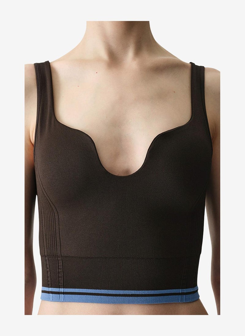 Penti Women Heart Shaped Seamless Khaki Top - Image 4