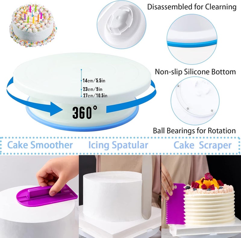 Nifogo Cake Decorating Supplies Kit Tools 356pcs, Baking Accessories with Cake Turntable, Pastry Piping Bag, Piping Icing Tips for Beginners - Image 3