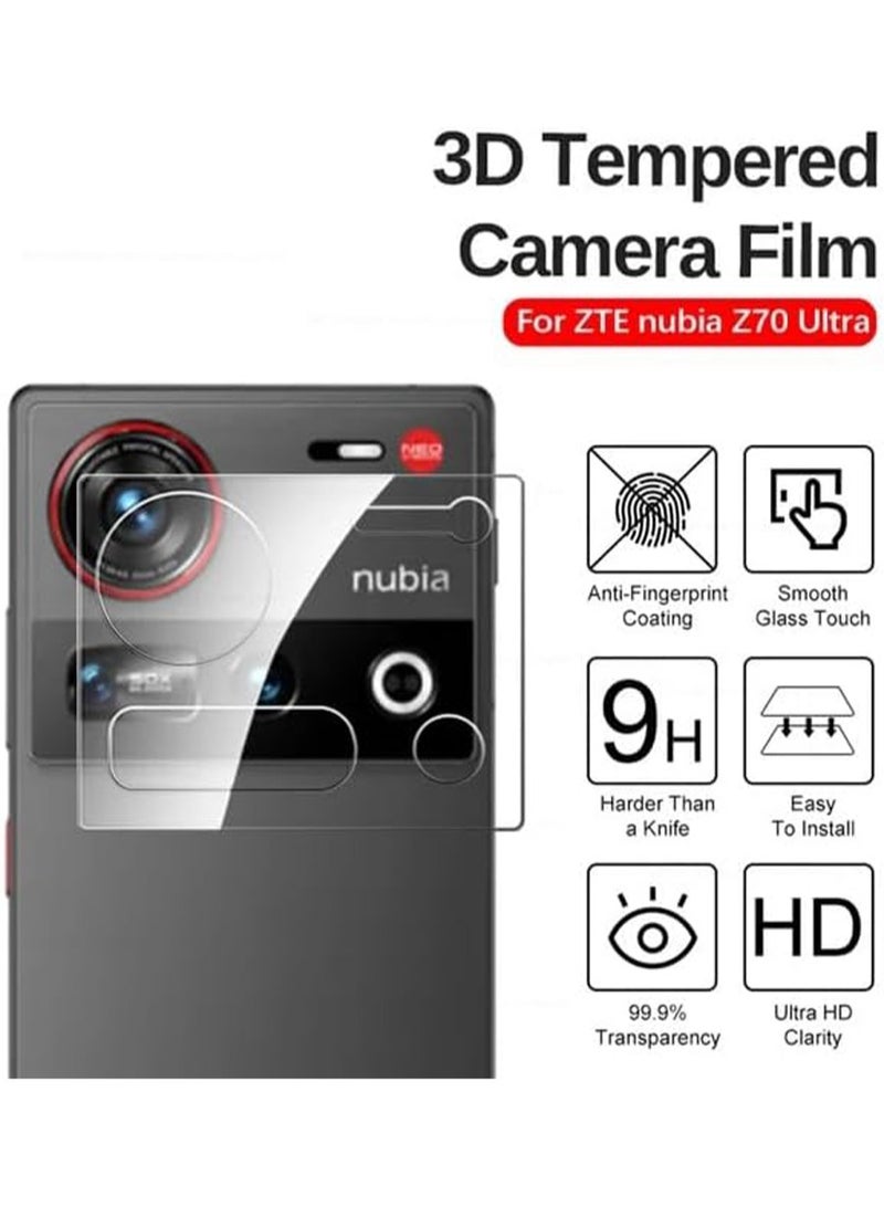 【2+2 Pack】 Screen Protector Compatible with ZTE Nubia Z70 Ultra with 3D Integrated Camera Lens Protector, Ultra Resistant and Scratch Resistant, Anti-Fingerprints - Image 3
