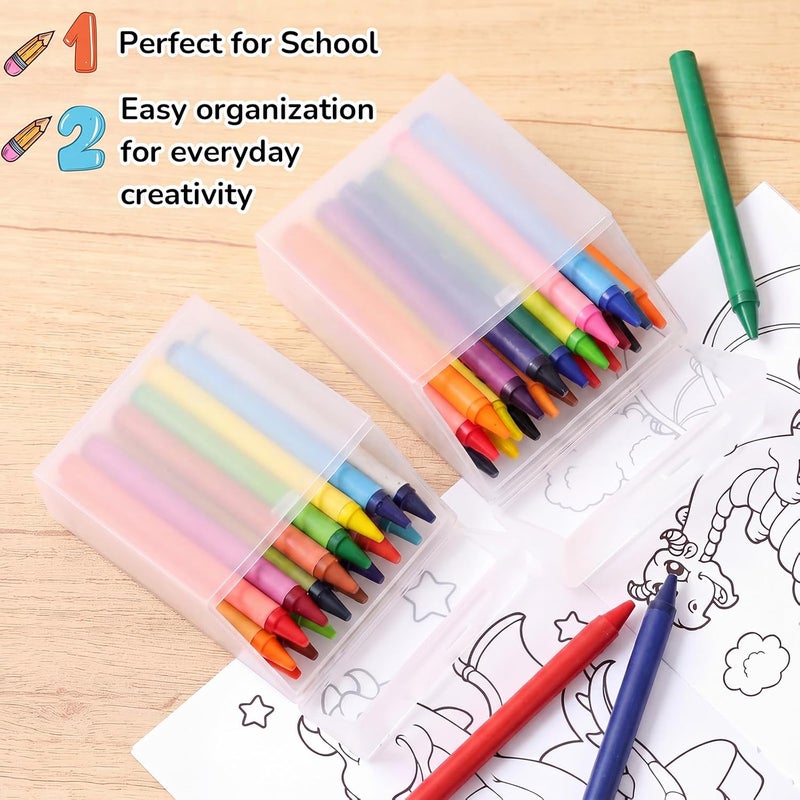 Clabby 24 Pcs Plastic Clear Crayon Box Clear Bulk Holds 24 Crayons Boxes Wth Hinged Lid and Snap Closure for Pens School Office Supplies Organization - Image 4
