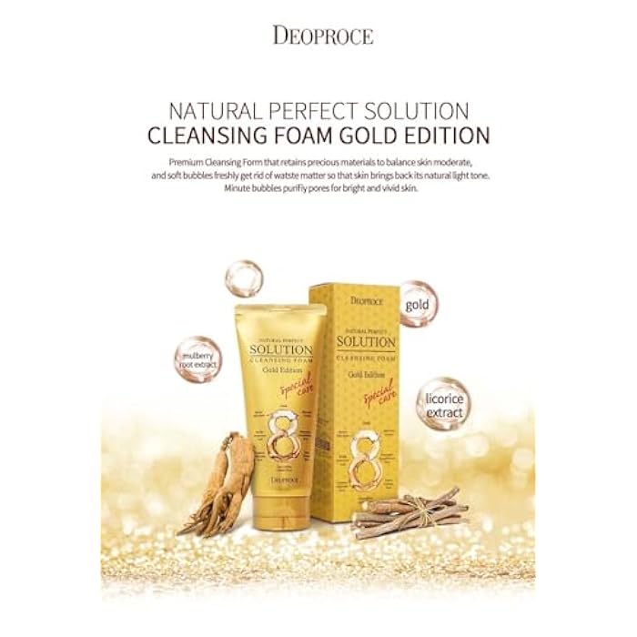 DEOPROCE ديوبروس طبيعي مثالي حل رغوة تنظيف ذهبية 170 جرام - العناية بالبشرة الكورية لبشرة متألقة - Image 2