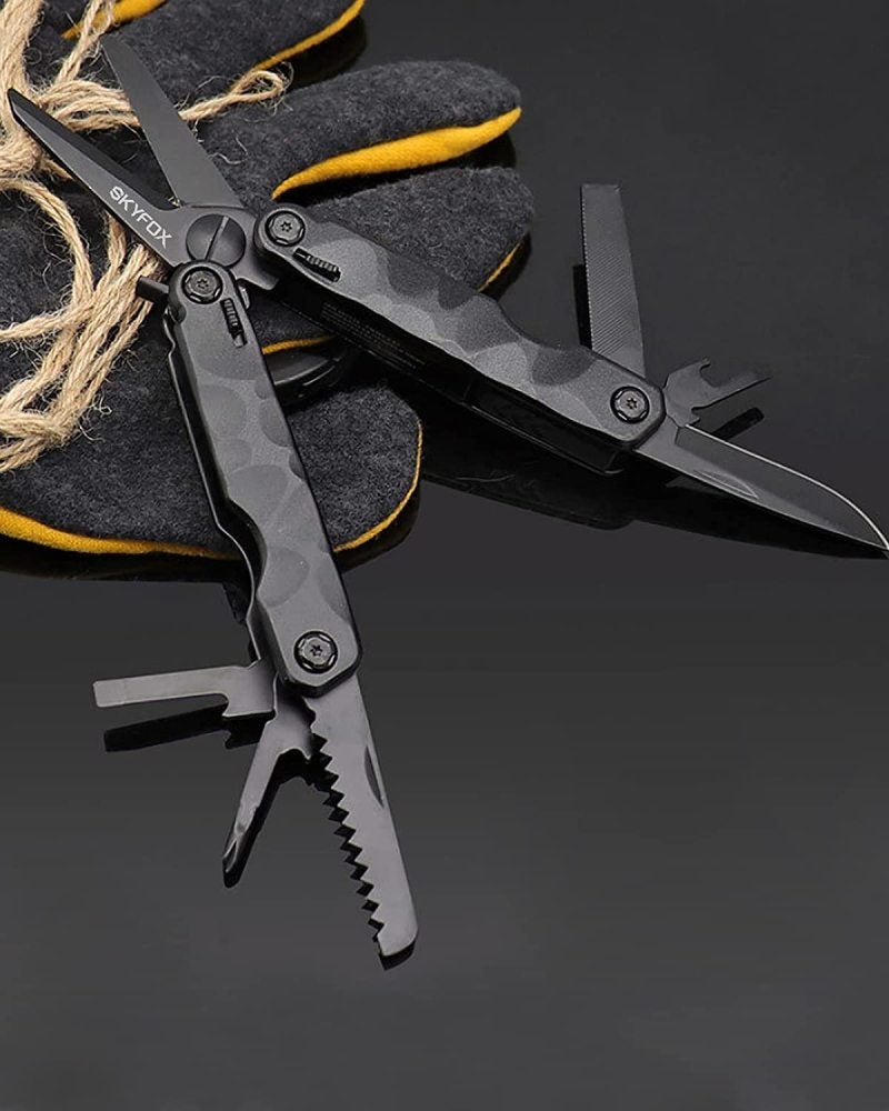 9-In-1 Multitool Scissors: Black Oxide Coating Safety Lock Portable 4.17 Inch 10.44 Ounce Emergency Tool - Survival Tool for Outdoor Hiking Camping Hunting Home Emergency Rescue - Image 3