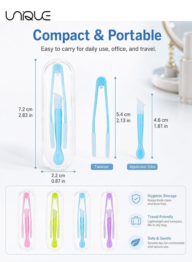 Unique 10 Pieces Contact Lens Tweezer Case, Travel Tweezers and Suction Stick Contact Lenses Inserter Remover (5 Colors) Contact Lens Remover Plunger Holder Inserter Remover for Hard Lenses - Image 2