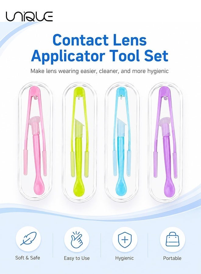 Unique 10 Pieces Contact Lens Tweezer Case, Travel Tweezers and Suction Stick Contact Lenses Inserter Remover (5 Colors) Contact Lens Remover Plunger Holder Inserter Remover for Hard Lenses - Image 4