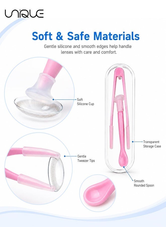 Unique 10 Pieces Contact Lens Tweezer Case, Travel Tweezers and Suction Stick Contact Lenses Inserter Remover (5 Colors) Contact Lens Remover Plunger Holder Inserter Remover for Hard Lenses - Image 3