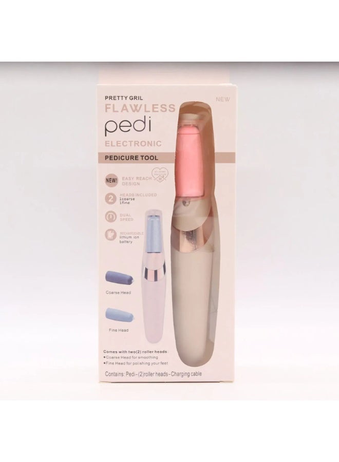 Flawless Electric Pedicure Callus Remover for Feet Rechargeable Foot File with 2 Roller Heads Coarse and Fine Portable Foot Care Device for Removing Dead Skin Cracked Heels and Smooth Soft Feet at Home - Image 1