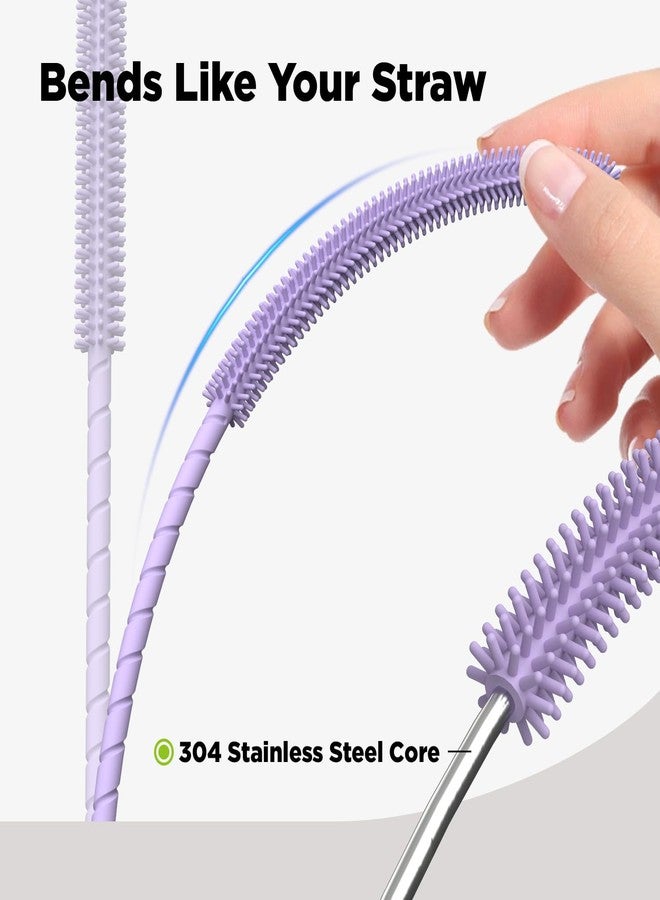 VOGOGE 2 Pcs Silicone Straw Cleaner Brush, Extra Long Cleaning Brushes for Straws, 6mm&9mm, Purple - Image 5