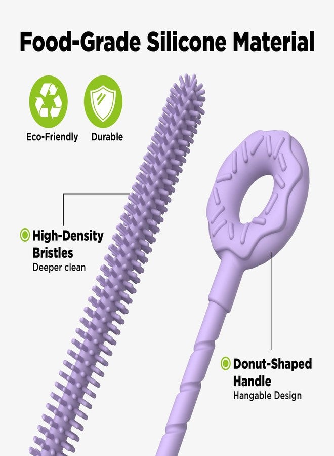 VOGOGE 2 Pcs Silicone Straw Cleaner Brush, Extra Long Cleaning Brushes for Straws, 6mm&9mm, Purple - Image 4