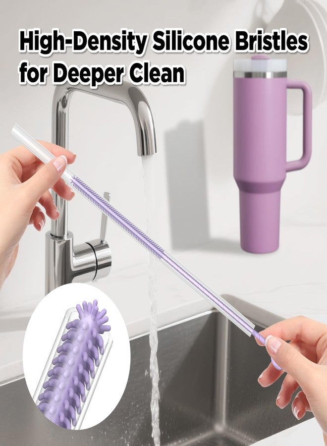 VOGOGE 2 Pcs Silicone Straw Cleaner Brush, Extra Long Cleaning Brushes for Straws, 6mm&9mm, Purple - Image 3