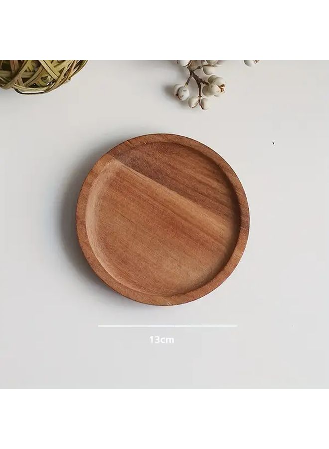 Rustic Round Acacia Wood Serving Tray 8 Inches Natural Finish Home Decor - Image 5