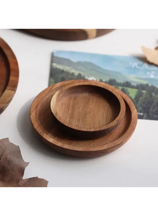 Rustic Round Acacia Wood Serving Tray 8 Inches Natural Finish Home Decor - Image 4