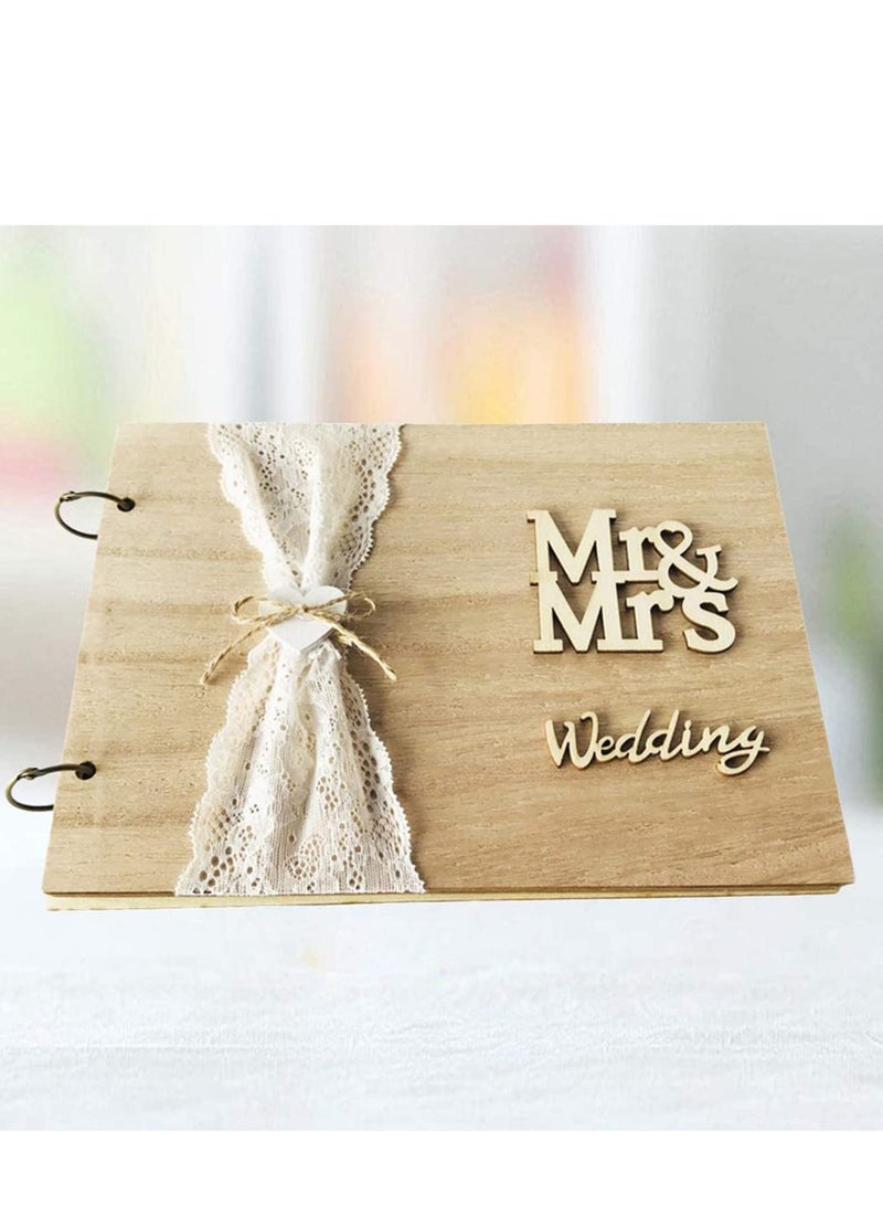 Zikra Wedding Guest Book 30 Pages Retro Wooden Diy Sign - Blank NO Lines-In Message Guestbook Gift For Engagement Birthday Ceremony - Image 1