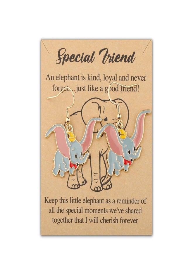 HOLLP Cute Dumbo Elephant Earring Animal Lovers Gift Special Elephant Jewelry For Best Frineds With Card (Earring) - Image 1