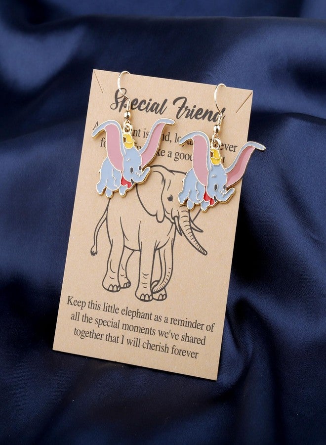 HOLLP Cute Dumbo Elephant Earring Animal Lovers Gift Special Elephant Jewelry For Best Frineds With Card (Earring) - Image 3