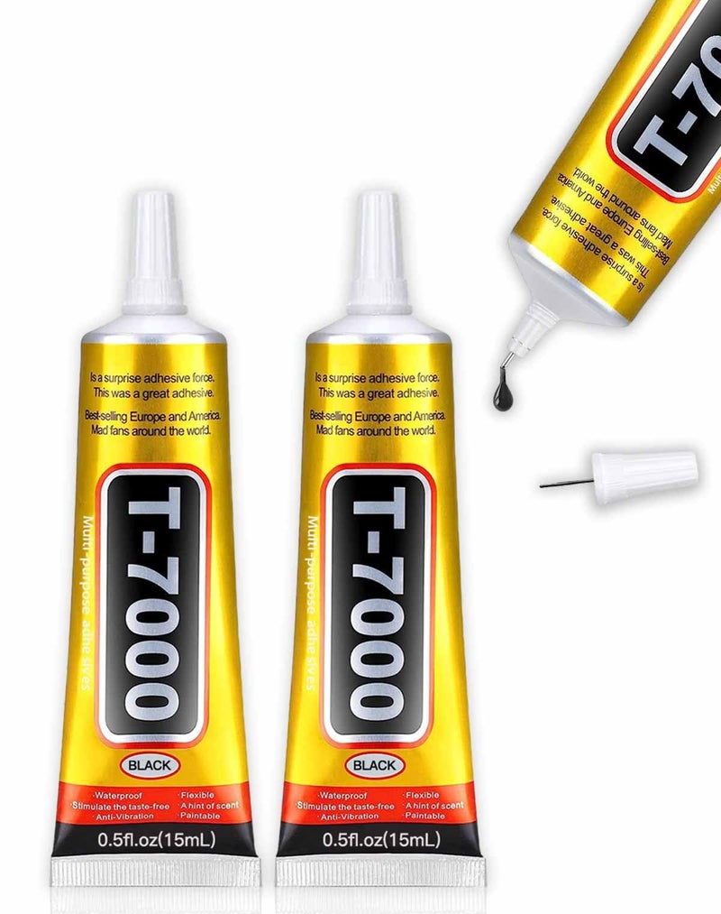 ALECPEA Upgrade T-7000 Black Adhesive Glue - 2PCS 15ml | High-Performance Waterproof Adhesive for Precision Repairs, Perfect for Phone, Electronics, Jewelry, and Crafts - Image 1