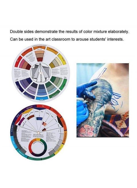 Color Wheel, Color Mixing Learning Guide Art Class Tool Color Wheels Tattoo Ink Color Wheel Diagram Tattoo Pigment Mix Color Guide for Permanent Eyebrow Lips Tattoo