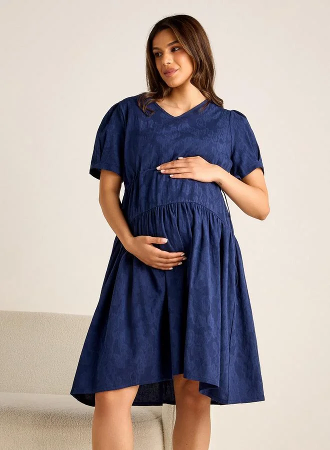 سبلاش فيڤ فستان حمل مريح بياقة على شكل حرف