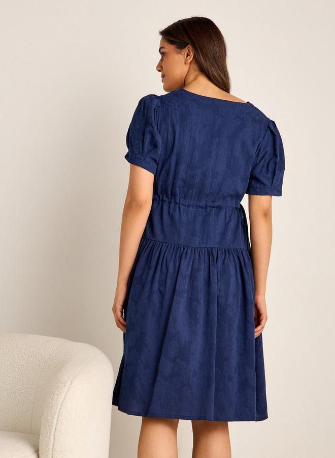 سبلاش فيڤ فستان حمل مريح بياقة على شكل حرف - Image 3