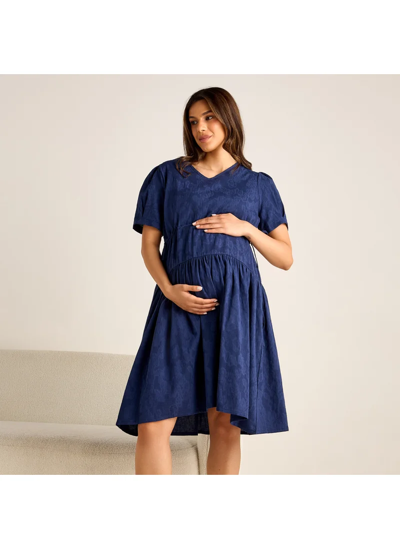 فاف Textured V-neck Maternity Night Dress