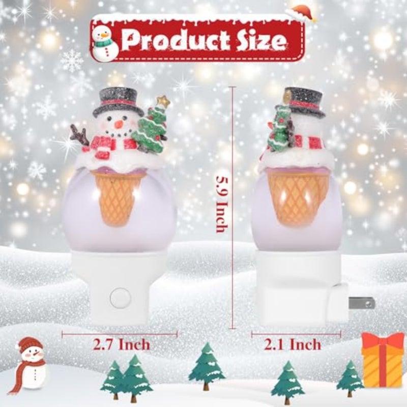 Christmas Night Light Plug into Wall Glitter Water Nightlight with USB/Outlet Options, Christmas Decorative Nightlight for Bedroom Holiday Decorations Gifts - Image 3