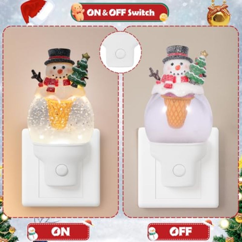 Christmas Night Light Plug into Wall Glitter Water Nightlight with USB/Outlet Options, Christmas Decorative Nightlight for Bedroom Holiday Decorations Gifts - Image 4