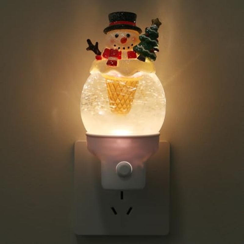 Christmas Night Light Plug into Wall Glitter Water Nightlight with USB/Outlet Options, Christmas Decorative Nightlight for Bedroom Holiday Decorations Gifts - Image 1