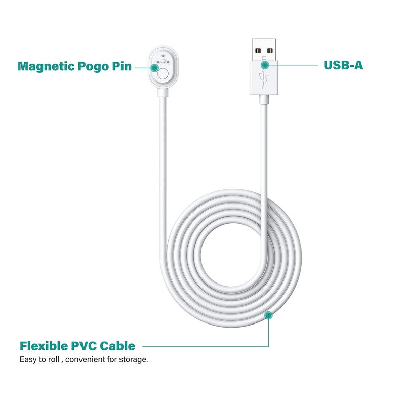 TUSITA 10-ft. Outdoor Magnetic Charging Cable Compatible with Arlo Ultra 1 2 Pro 3 4 5 2K - 3M, White - Image 2