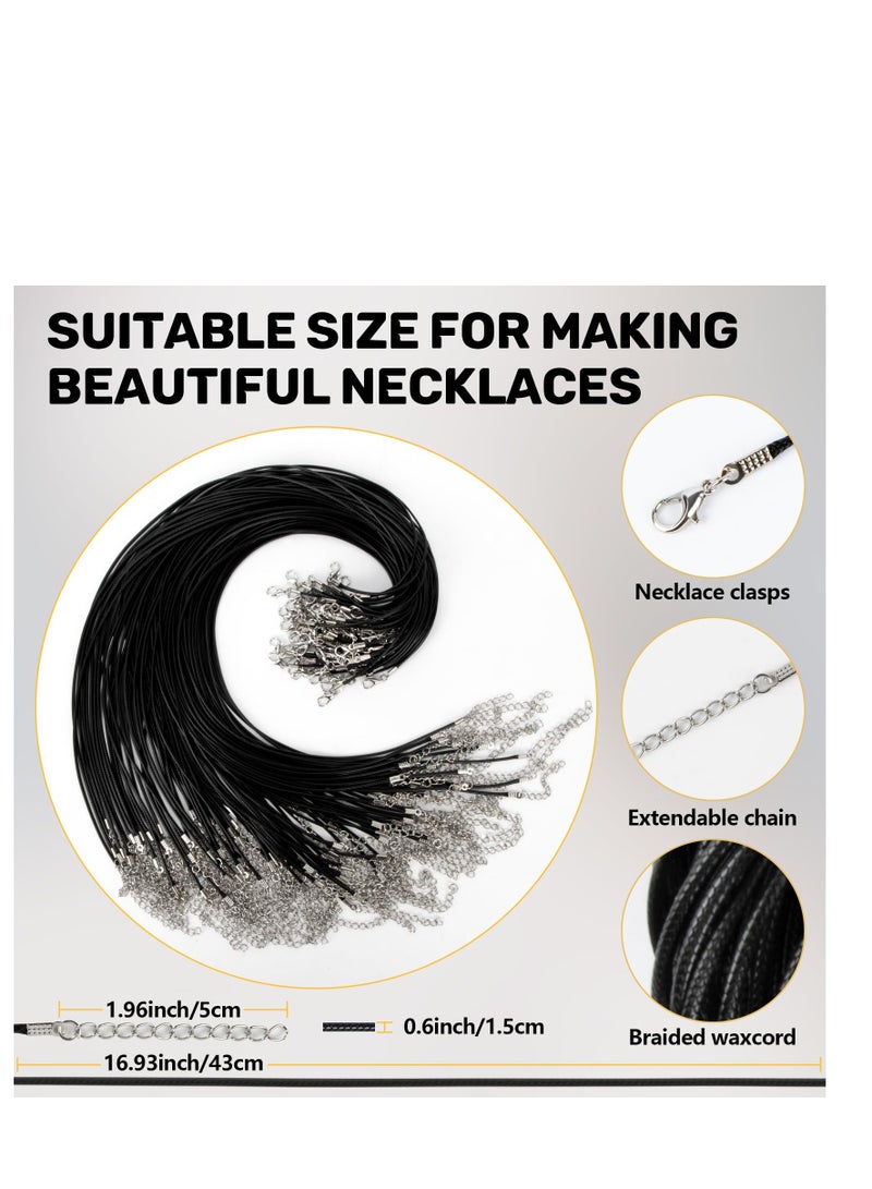 SUNSAR 50Pcs Waxed Necklace Cord Necklace Rope String with Clasp for DIY Bracelet Pendant Jewelry Making - Image 2