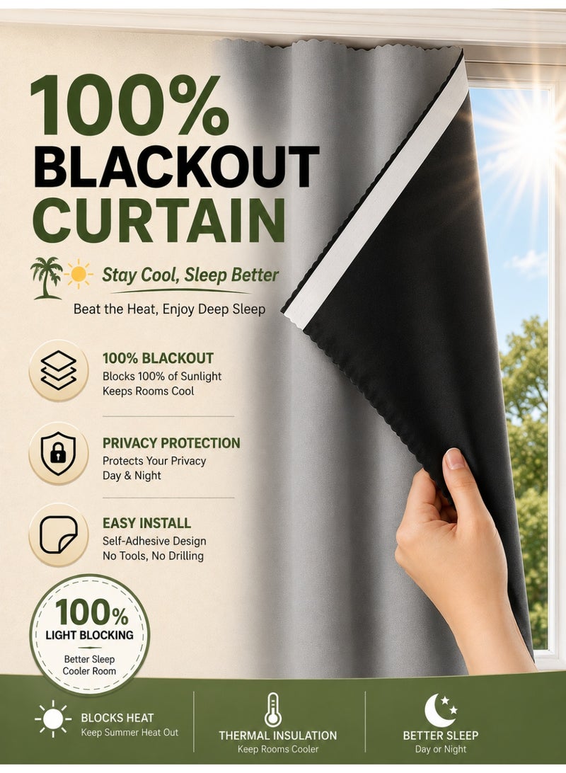 OHTEX HOME 100% Blackout Curtain, Self-adhesive and Portable, Easy to install, Sun Protection, Heat Insulation, Privacy Protection, Short Length, Suitable for Various Room Types, Bedroom Curtains, Bedroom Decoration, Modern Curtains - Image 1