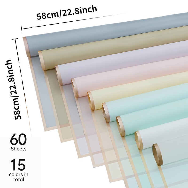 Bupduq 60 Sheets 15 colors Flower Bouquet Wrapping Paperï¼ŒFlorist Supplies Waterproof Floral Bouquet Wrapping Paper Bouquet Accessorieï¼ŒFlower Shop Packaging Pape for DIY Gift Wedding Birthday - Image 4
