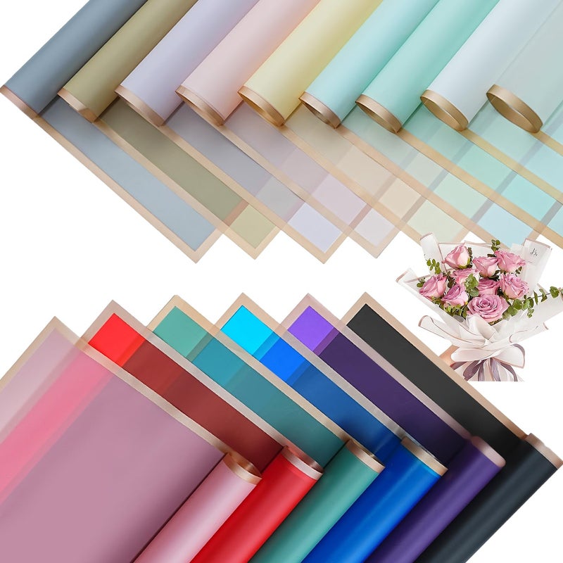 Bupduq 60 Sheets 15 colors Flower Bouquet Wrapping Paperï¼ŒFlorist Supplies Waterproof Floral Bouquet Wrapping Paper Bouquet Accessorieï¼ŒFlower Shop Packaging Pape for DIY Gift Wedding Birthday - Image 1