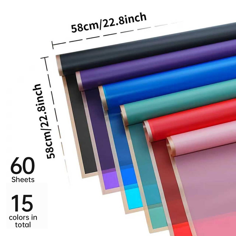 Bupduq 60 Sheets 15 colors Flower Bouquet Wrapping Paperï¼ŒFlorist Supplies Waterproof Floral Bouquet Wrapping Paper Bouquet Accessorieï¼ŒFlower Shop Packaging Pape for DIY Gift Wedding Birthday - Image 3