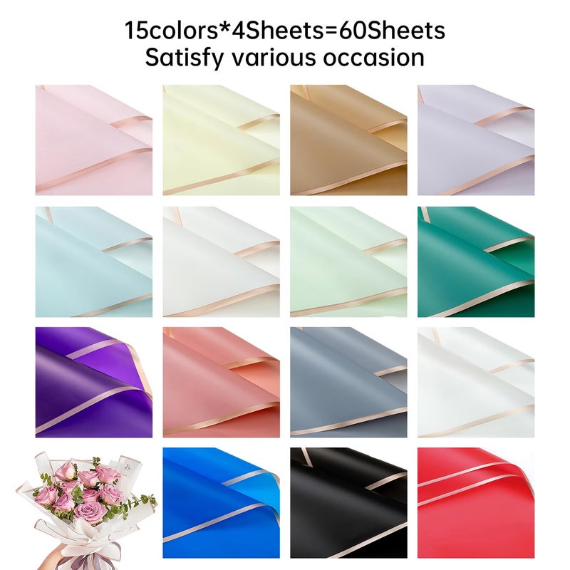 Bupduq 60 Sheets 15 colors Flower Bouquet Wrapping Paperï¼ŒFlorist Supplies Waterproof Floral Bouquet Wrapping Paper Bouquet Accessorieï¼ŒFlower Shop Packaging Pape for DIY Gift Wedding Birthday - Image 2