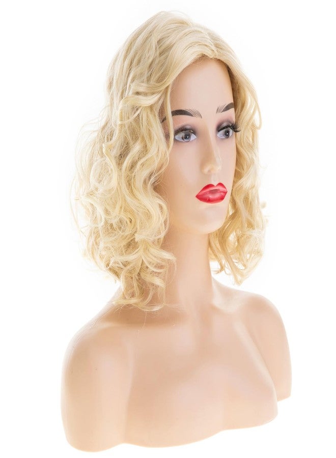 Wiwige Short Blonde Wavy Wigs for Women Light Blonde Shoulder Length Curly Bob Wig Synthetic Side Part Anime Cosplay Costume Hair - Image 3