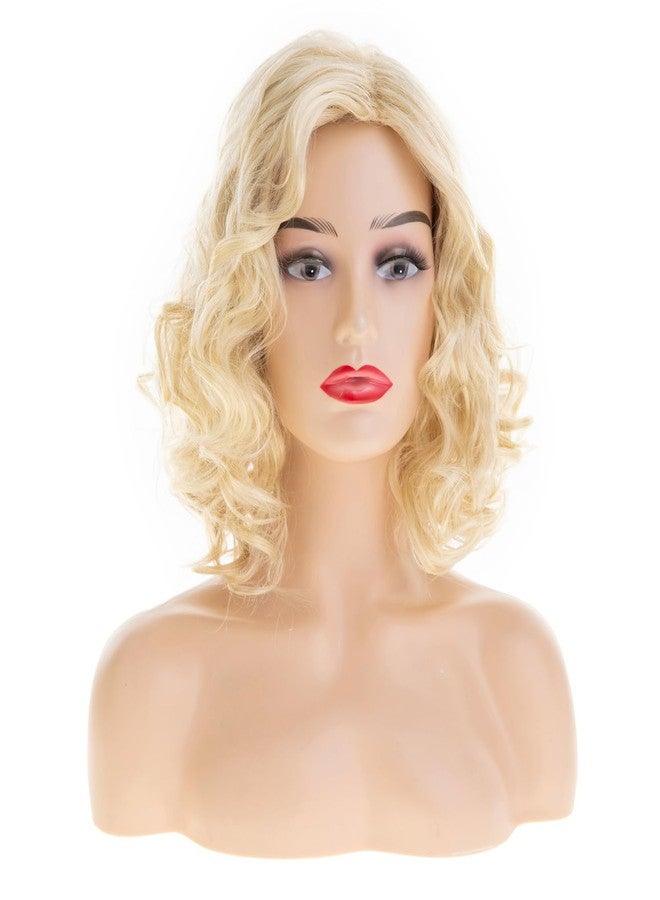 Wiwige Short Blonde Wavy Wigs for Women Light Blonde Shoulder Length Curly Bob Wig Synthetic Side Part Anime Cosplay Costume Hair - Image 2
