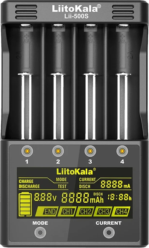 AYT Liitokala LII-500S 4 Battery Charger Compatible with 26650 21700 18650 18350 20650 14500 Aa Aaa Models