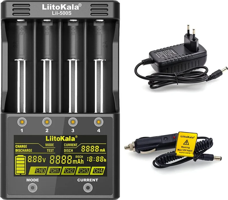 AYT Liitokala LII-500S 4 Battery Charger Compatible with 26650 21700 18650 18350 20650 14500 Aa Aaa Models