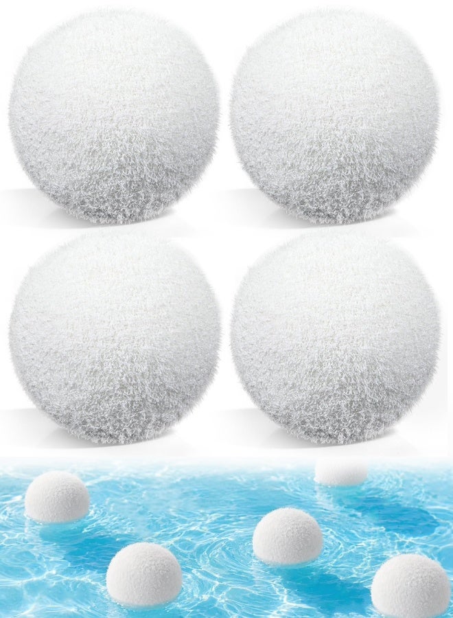 4 Pack Scum Balls for Spas Hot Tub and Pool, 3 Inch Hot Tub Scum Absorber, Reusable Pool Filter Balls, White Washable Hot Tub Oil Scum Absorber, Hot Tub Accessories - Image 1